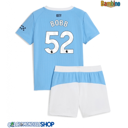 Maglie da calcio Manchester City Oscar Bobb #52 Prima Maglia Bambino 2025-26 Manica Corta + Pantaloni corti)